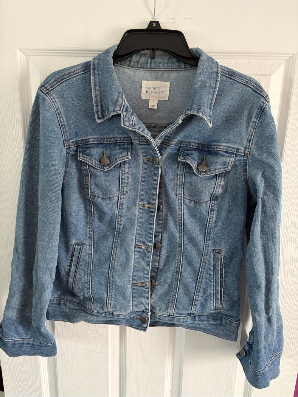 Market & Spruce Light Wash Denim Jacket - Classic Blue